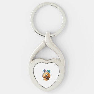 Easter Goldendoodle Dog Wearing Bunny Ears, Easter Keychain