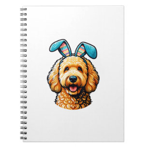 Easter Goldendoodle Dog Wearing Bunny Ears, Easter Notebook