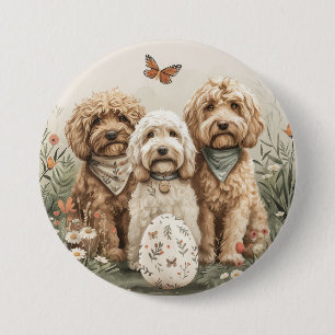 Easter Goldendoodle Dogs 3 Inch Round Button