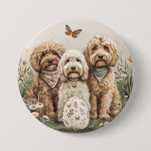 Easter Goldendoodle Dogs 3 Inch Round Button (Front)