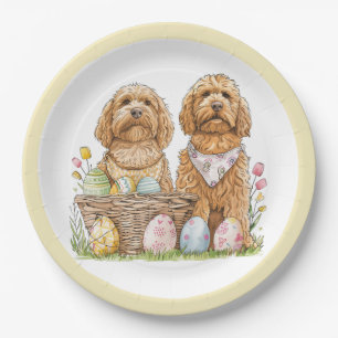 Easter Goldendoodle Dogs Paper Plate