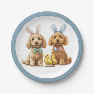 Easter Goldendoodle Dogs Paper Plate