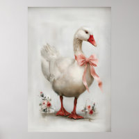 Easter Goose a Bow Nursery Printable, Vintage