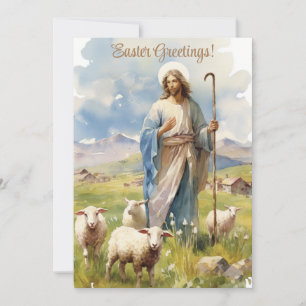 Easter Grace: Jesus Among the Sheep Holiday Card