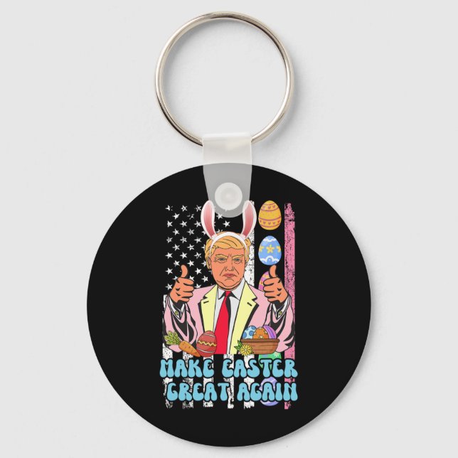 Easter Great Again Funny Trump Easter Day Bunny Ea Keychain (Front)