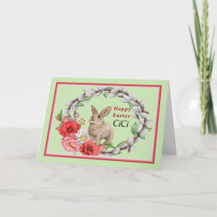 Easter Great, Great, Granddaughter Bunny & Wreath Card