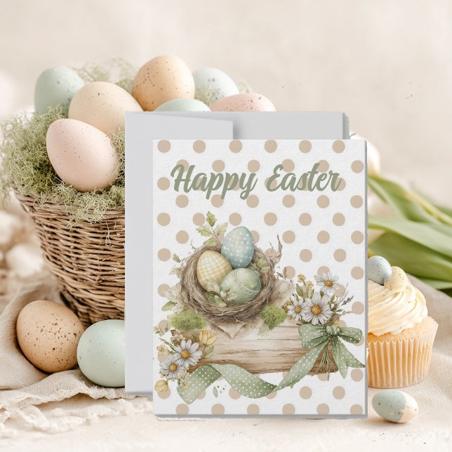 Easter greeting card decorated with flowers (Creator Uploaded)