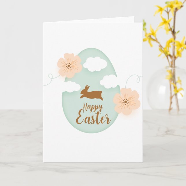 Easter Greeting Card with Bunny Illustration (Yellow Flower)