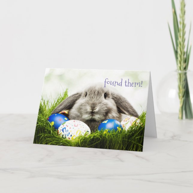 Easter Greeting - Found Them! Holiday Card (Front)