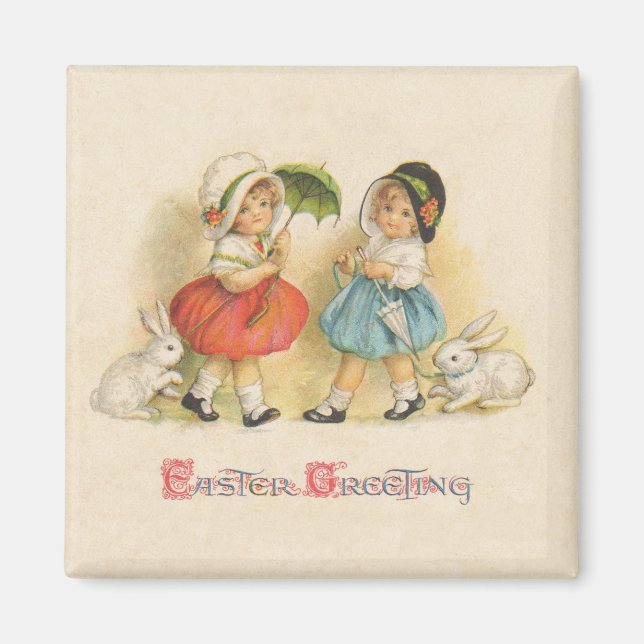 Easter Greeting Vintage Magnet (Front)