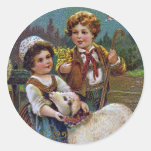 Easter Greetings 1908 Classic Round Sticker