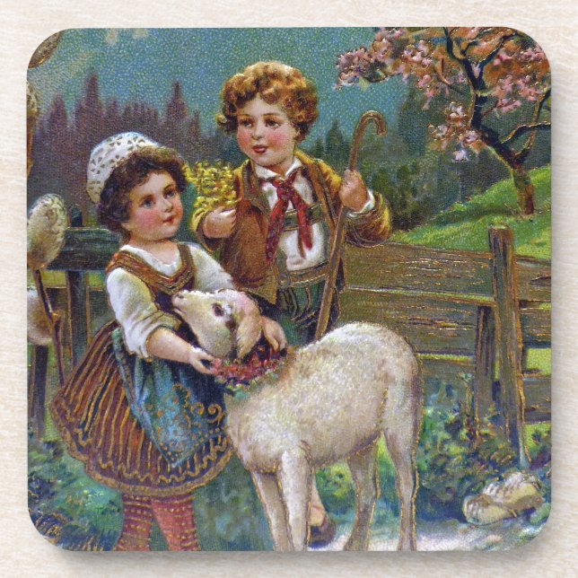 Easter Greetings 1908 Coaster (Front)