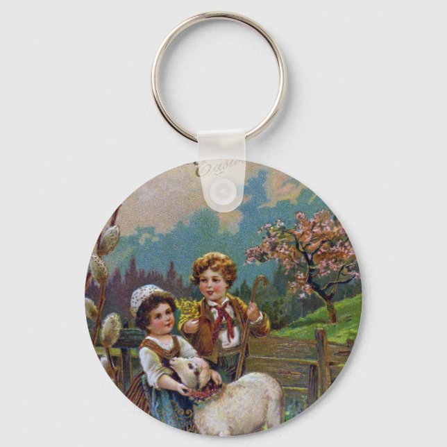 Easter Greetings 1908 Keychain (Front)
