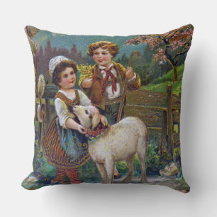 Easter Greetings 1908 Throw Pillow