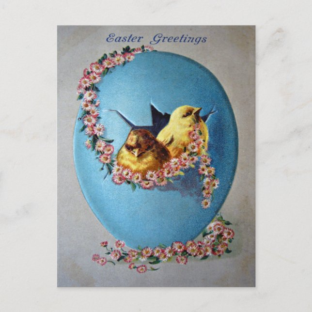Easter Greetings 1909 Holiday Postcard (Front)