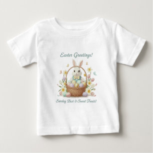"Easter Greetings Bunny & Basket Watercolor Holid Baby T-Shirt