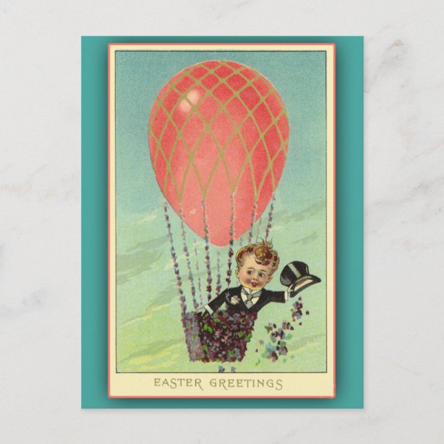 Easter Greetings Cards with Vintage Illustration (Front)