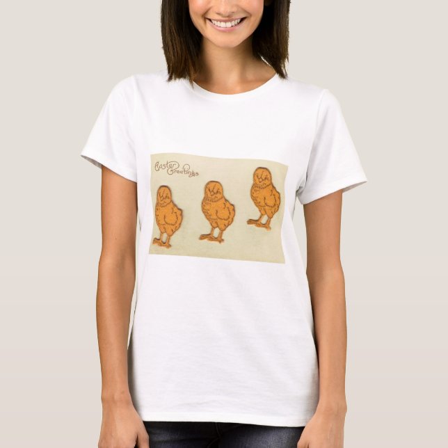 Easter Greetings Chicks Beige T-Shirt (Front)