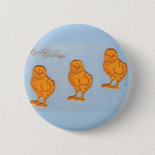 Easter Greetings Chicks Blue 2 Inch Round Button