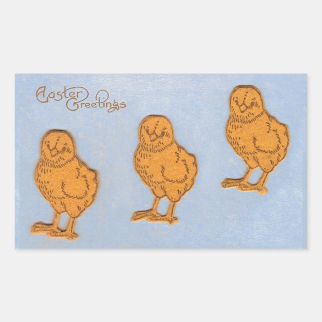Easter Greetings Chicks Blue Sticker (Front)