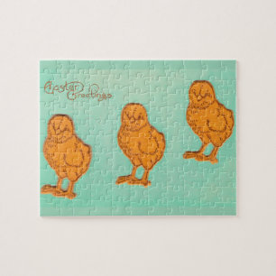 Easter Greetings Chicks Green Jigsaw Puzzle