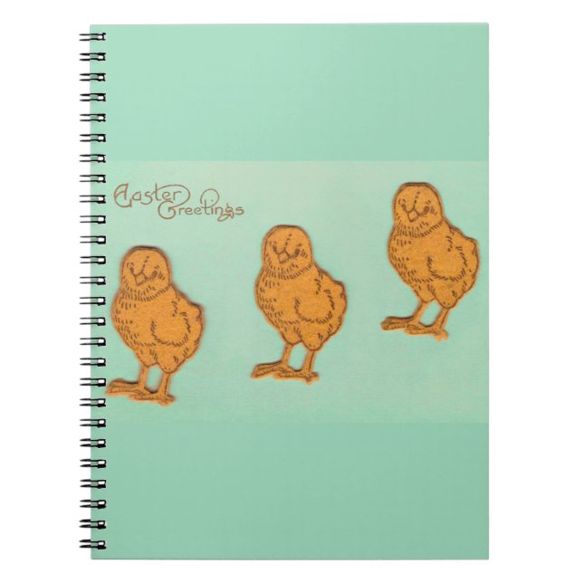 Easter Greetings Chicks Green Notebook (Front)