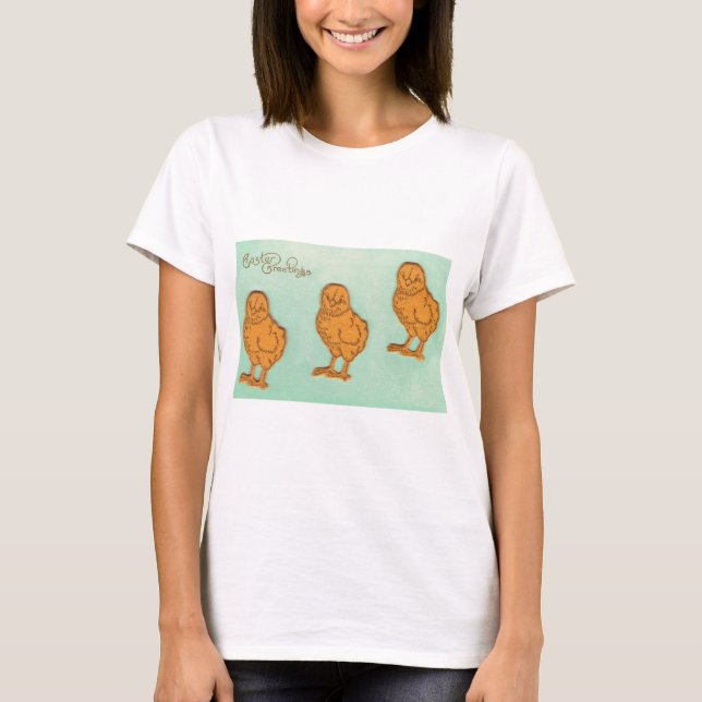 Easter Greetings Chicks Green T-Shirt (Front)