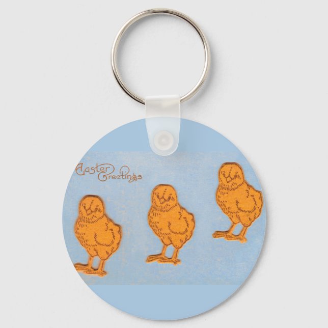 Easter Greetings Chicks in Blue Keychain (Front)