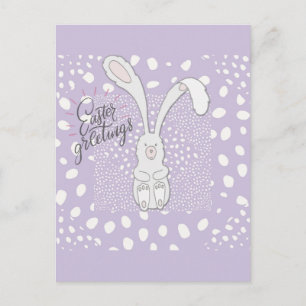 Easter Greetings Cute Bunny Rabbit Purple Postcard
