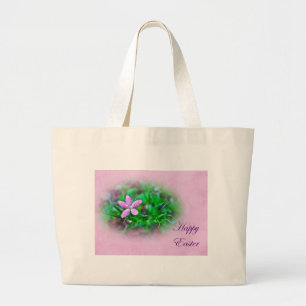 Easter Greetings Deptford Pink Wildflower Large Tote Bag