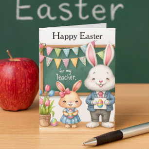 Easter Greetings for Teacher From Kids  Holiday Card