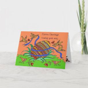 Easter Greetings Ukrainian Folk Art Holiday Card