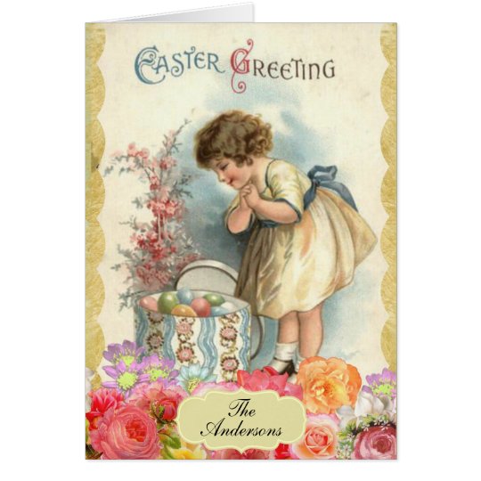 Easter Greetings Vintage Antique Victorian Card