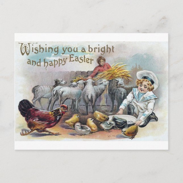 Easter Greetings Vintage Holiday Postcard (Front)