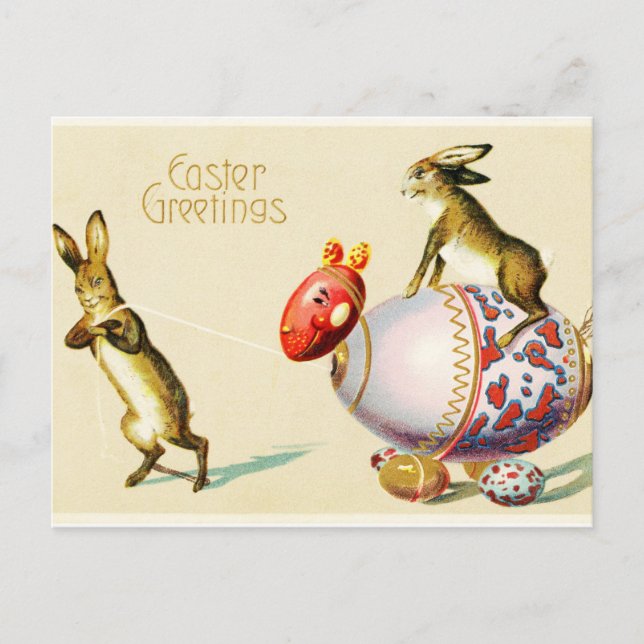 Easter Greetings Vintage Postcard (Front)