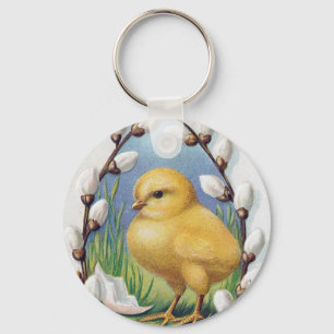 Easter Greetings Yellow Chick Keychain