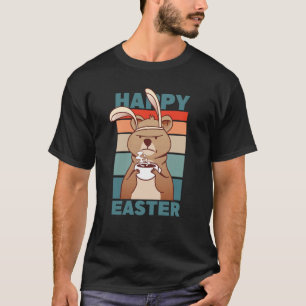 Easter Grumpy Bear with Rabbit Ear drinks Coffee T-Shirt