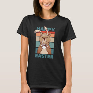 Easter Grumpy Bear with Rabbit Ear drinks Coffee T-Shirt