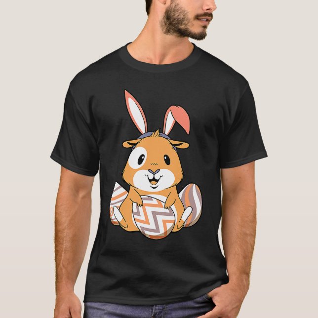 Easter Guinea Pig With Bunny Ears & Eggs   Easter T-Shirt (Front)