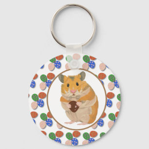 Easter Hamster with Chocolate Eggs  Keychain
