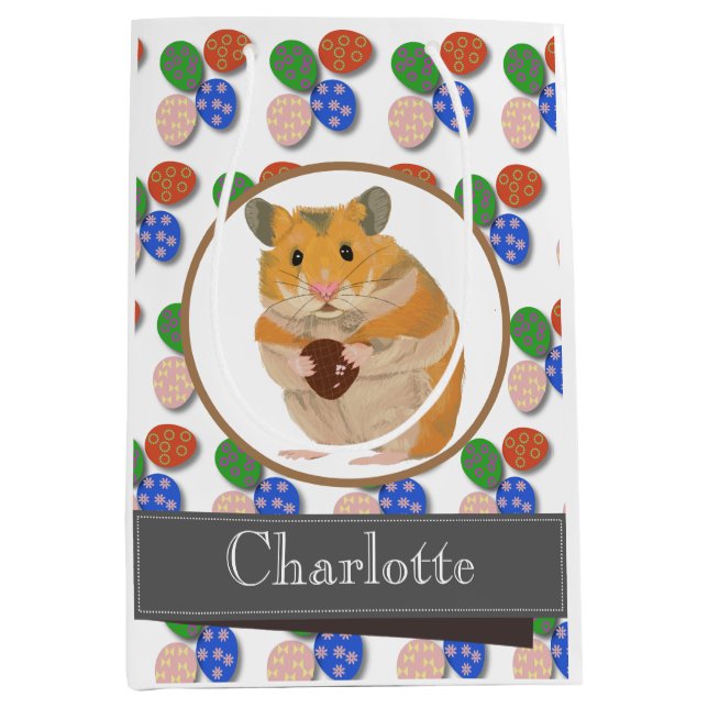 Easter Hamster with Chocolate Eggs Named Medium Gift Bag (Front)