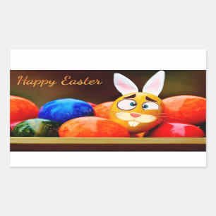 Easter - "Happy Easter" - Bunny/Eggs Sticker