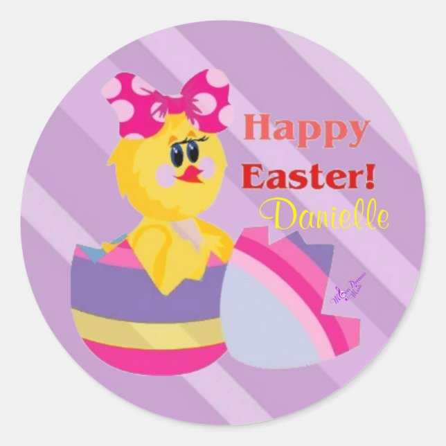 Easter Hatched Chick Custom Round Stickers (Front)