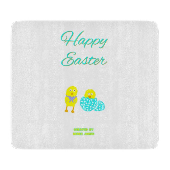 Easter Hatchlings Glass Cutting Board (Front)