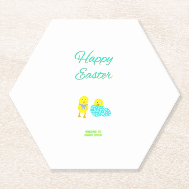 Easter Hatchlings Hexagon Paper Coaster (Front)
