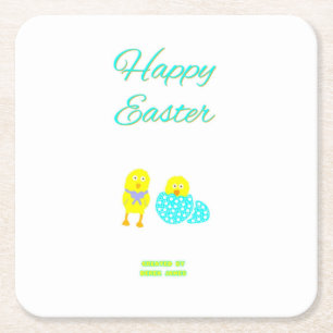 Easter Hatchlings Square Paper Coaster