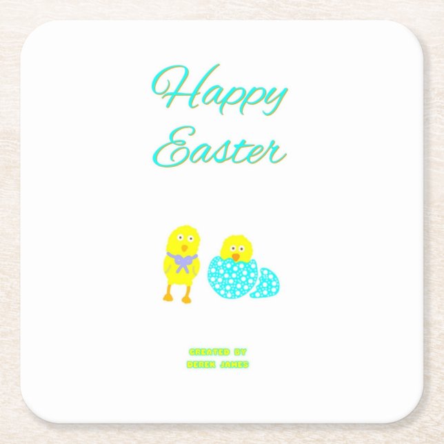 Easter Hatchlings Square Paper Coaster (Front)