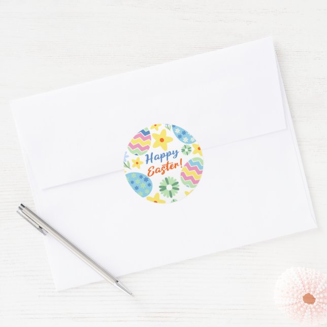 Easter He Has Risen Classic Round Sticker (Envelope)