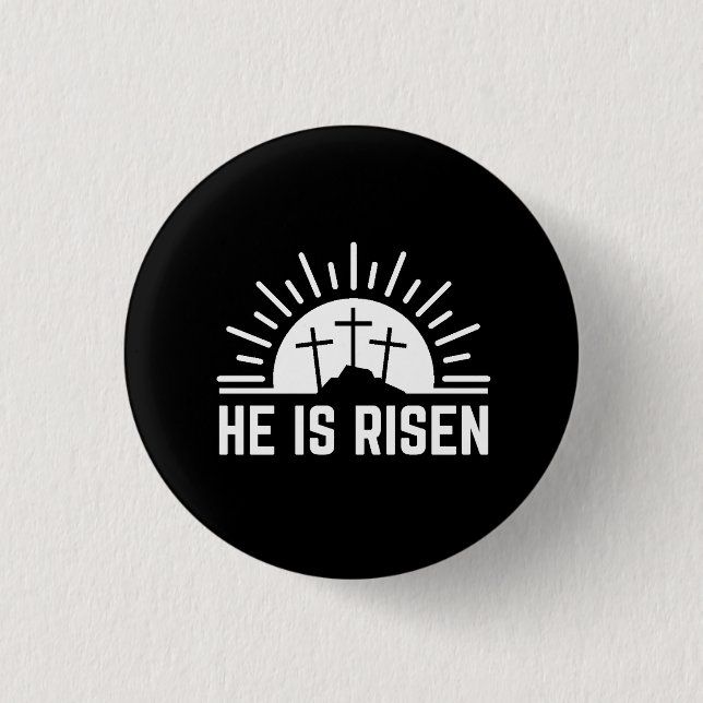 Easter He Is Risen Christian 1 Inch Round Button (Front)
