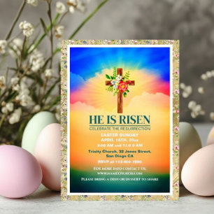 EASTER He Is Risen CHURCH SERVICES Customized Announcement